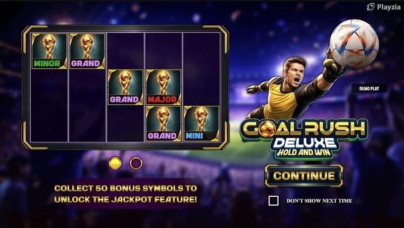 Goal Rush Deluxe - menuja kryesore me rrotullat dhe tribunat e stadiumit