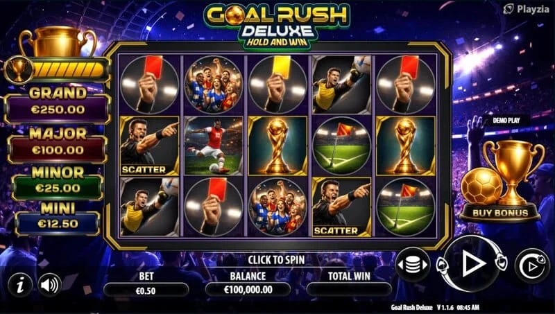 Goal Rush Deluxe - ekrani i lojës në modalitetin Free Spins